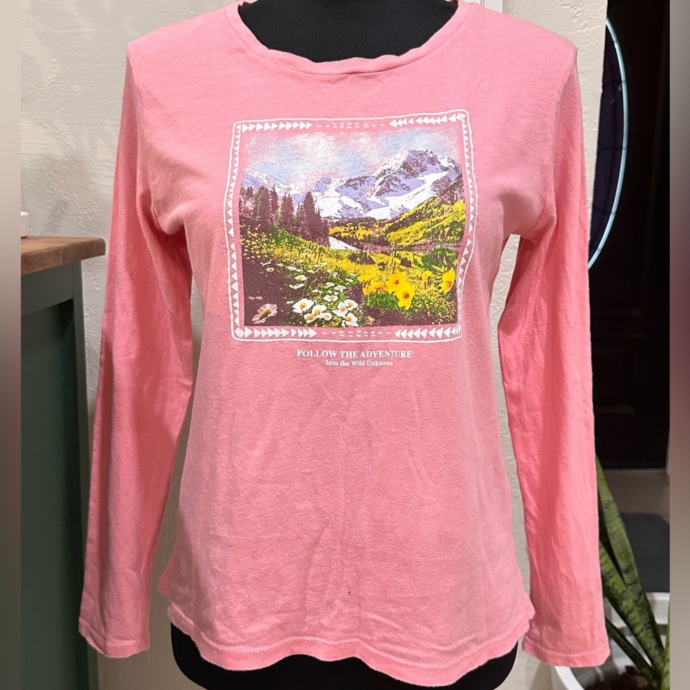 Old Navy Girls Pink Scenic Graphic Long Sleeve Tee